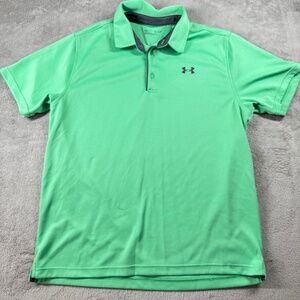 Under Armour Men’s Polo Shirt XL Green HeatGear Golf Loose Fit Athletic Top